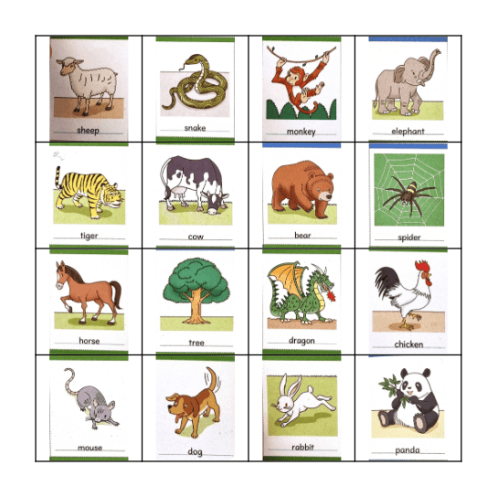 Animals Bingo Card