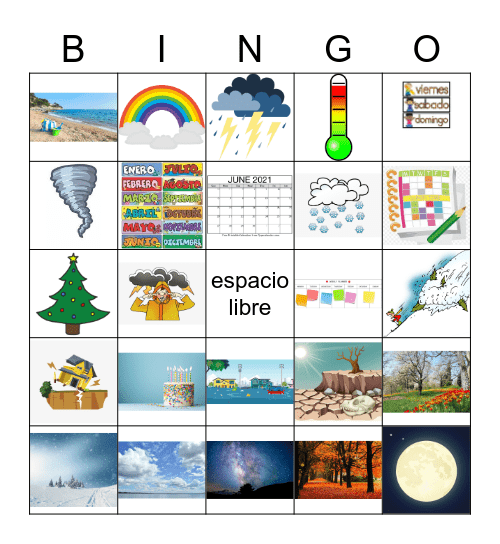 Ch 6, El calendario + El tiempo Bingo Card