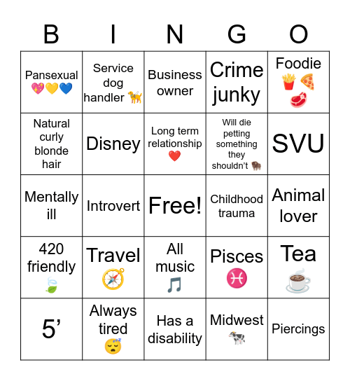 Hailie Bingo Card