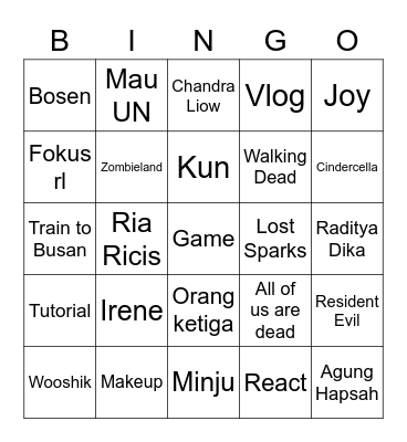 Aheng Bingo Card