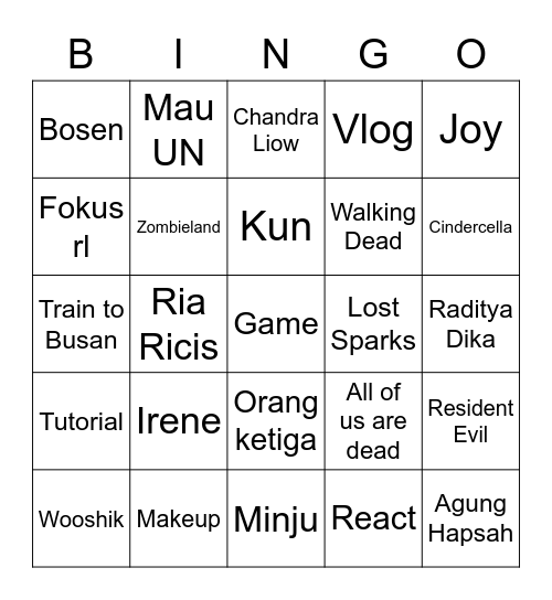 Aheng Bingo Card