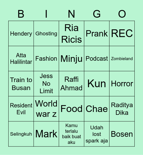 theCHAEWONvlog's Bingo Card