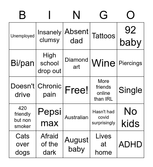 Katelyn Bingo Card