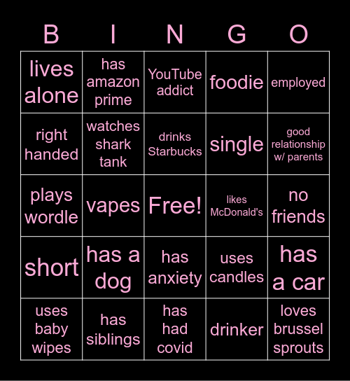 Aisha's Bingo Card