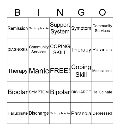 mental Health Wellness Bingo Card