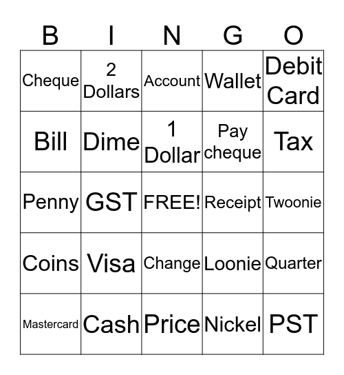 Money Bingo Card