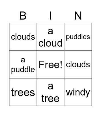 Let's Go 1 Unit 6 Bingo Card