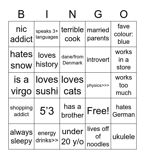 Lærkes bingo Card