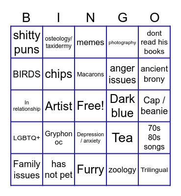 JonGriffon uwu Bingo Card