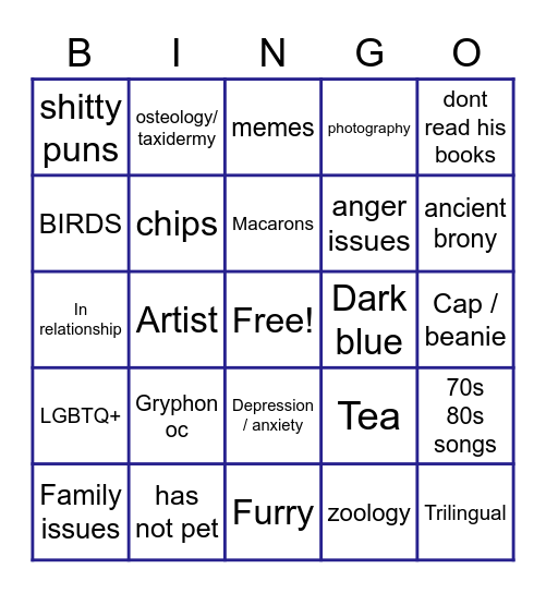 JonGriffon uwu Bingo Card