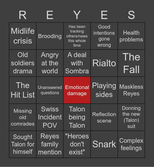 Code of Violence Bingo Card