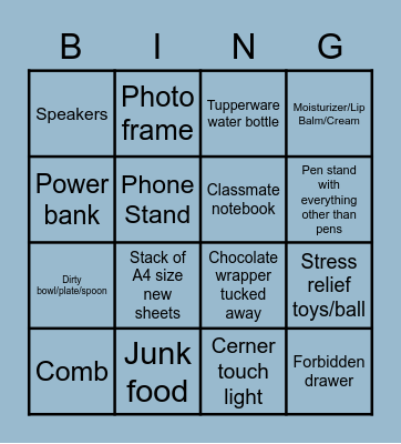 Things I can find at my desk Bingo Card
