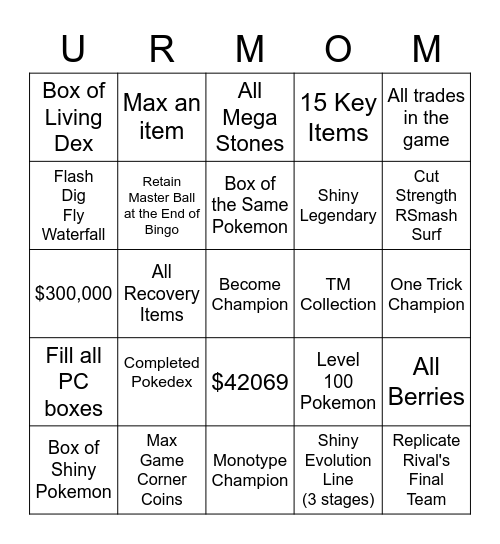 FUSED DIMENSIONS BINGO Card