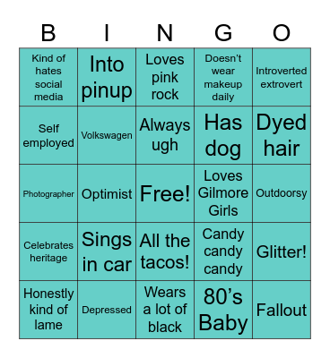 Melanie’s Bingo Card