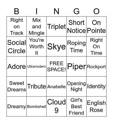 B L I N G O Bingo Card