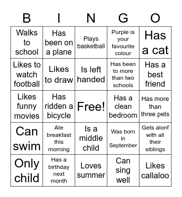 8N Bingo Card