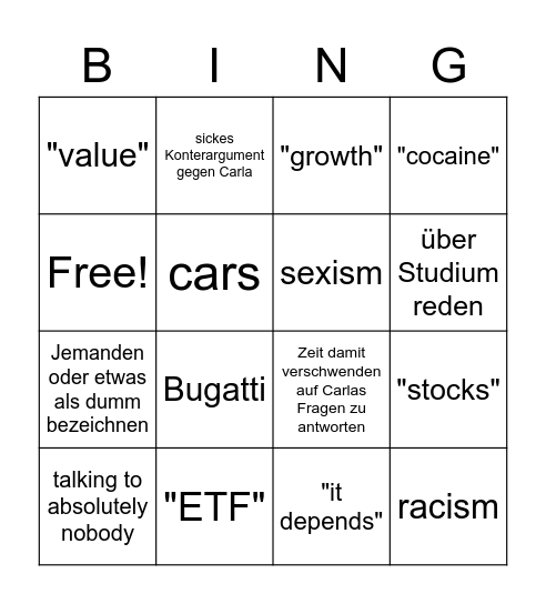 Laufer Bingo Card