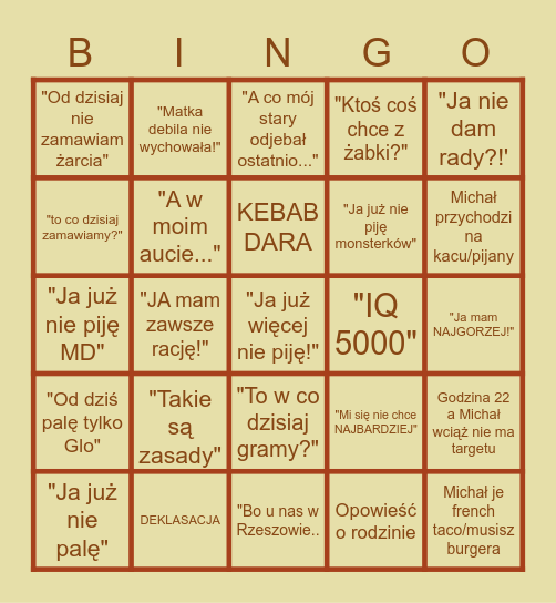 Michał BINGO! Bingo Card