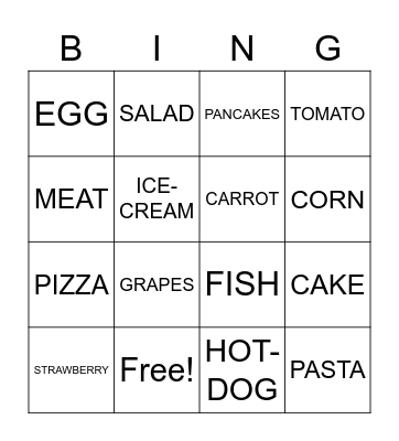 FOOD Bingo Card