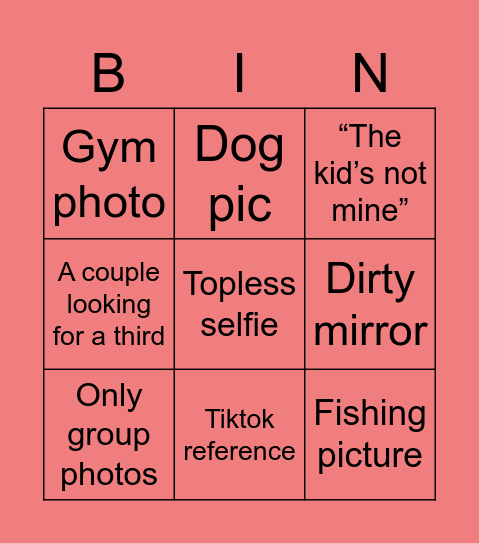 TINDER BINGO Card