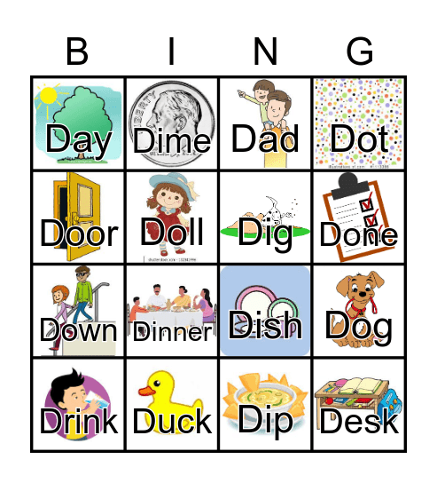 D Words Bingo Card