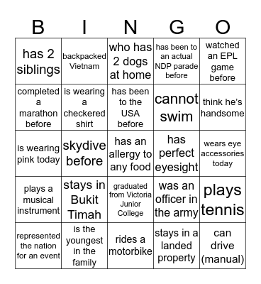 Find someone who Bingo Card