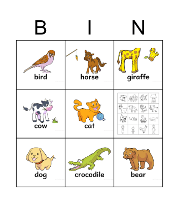 Animals Bingo Card