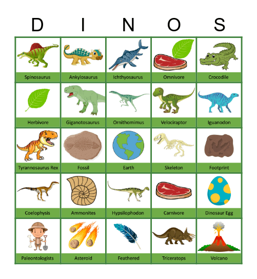 Dinosaur Bingo Card