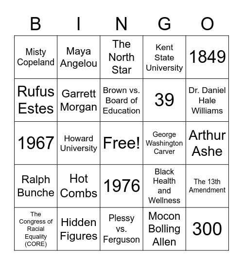 Avaap Lunch and Learn: Black History Month Bingo Card