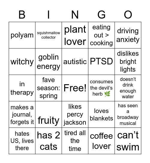 Bee-ngo Bingo Card