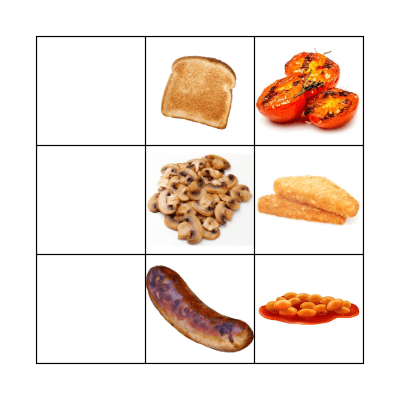 English Breakfast Bingo Card