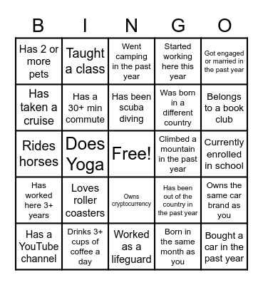 RMMI - Employee BINGO Card