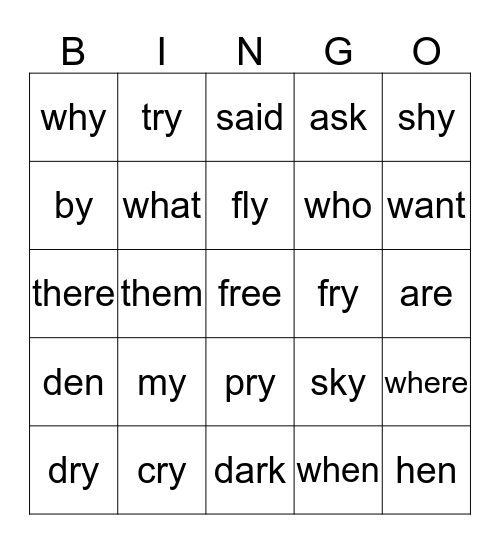 Y says i Bingo Card