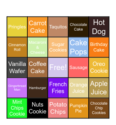 Desserts Bingo Card