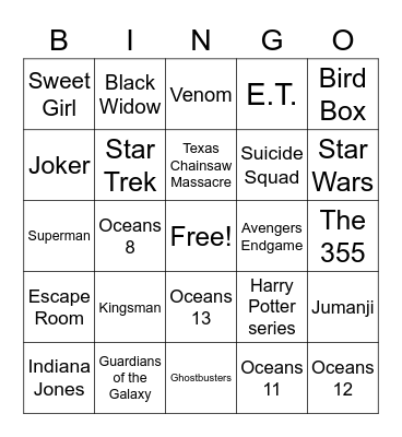 Movies Bingo Card