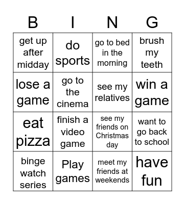getting back to class Bingo Card