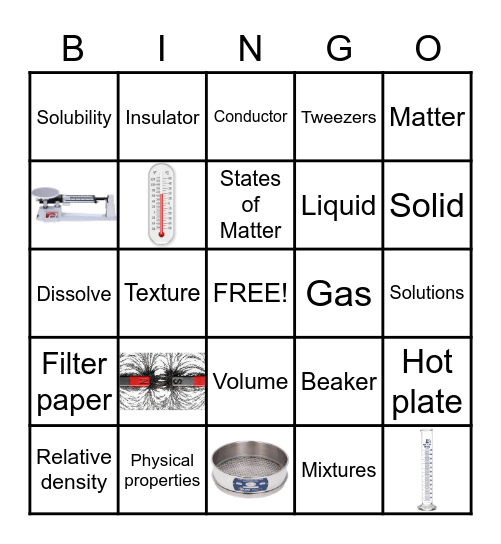 Properties of Matter Bingo Card