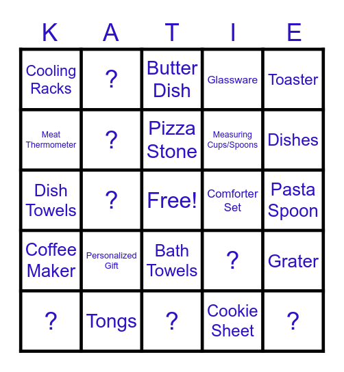 KIZINA BINGO Card