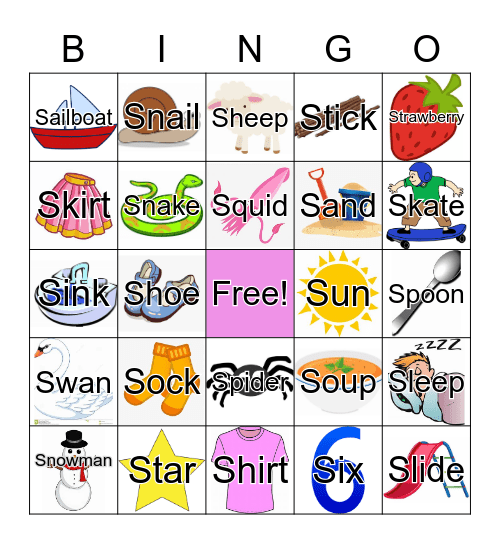 S Bingo Card