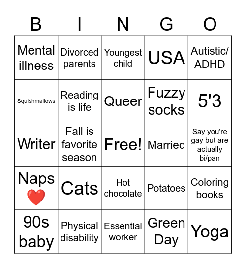 Should We be Friends? Bingo Card
