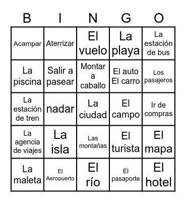 Las Vacaciones Bingo Card