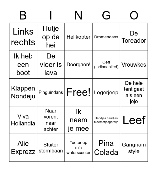 Carnavals Muziekbingo Card