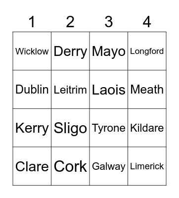 Counties of Ireland Bingo Card