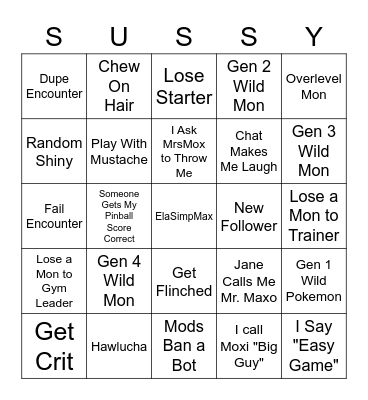 Gen 6 Bingo Card