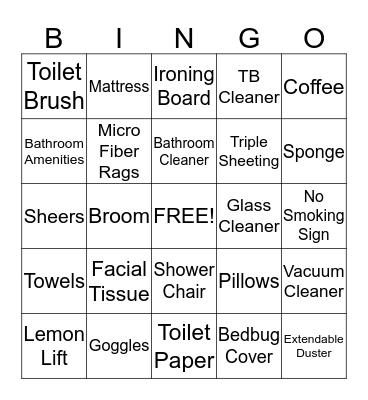 Housekeeing Week Bingo Card