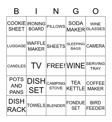 BRIDAL BINGO Card