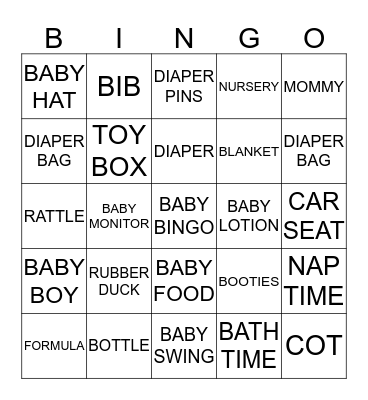 Baby Shower Bingo Card