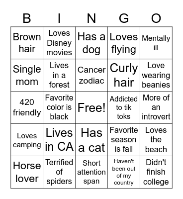 Hailey's Bingo Card