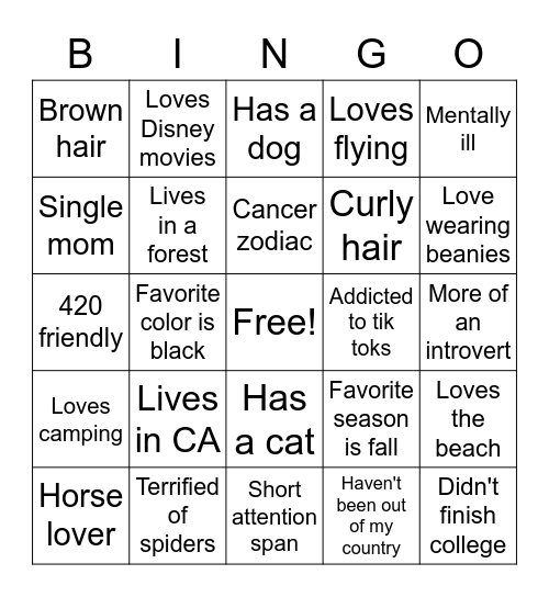 Hailey's Bingo Card