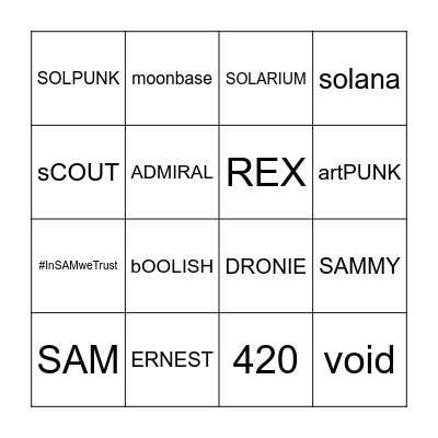 SAM Bingo Card